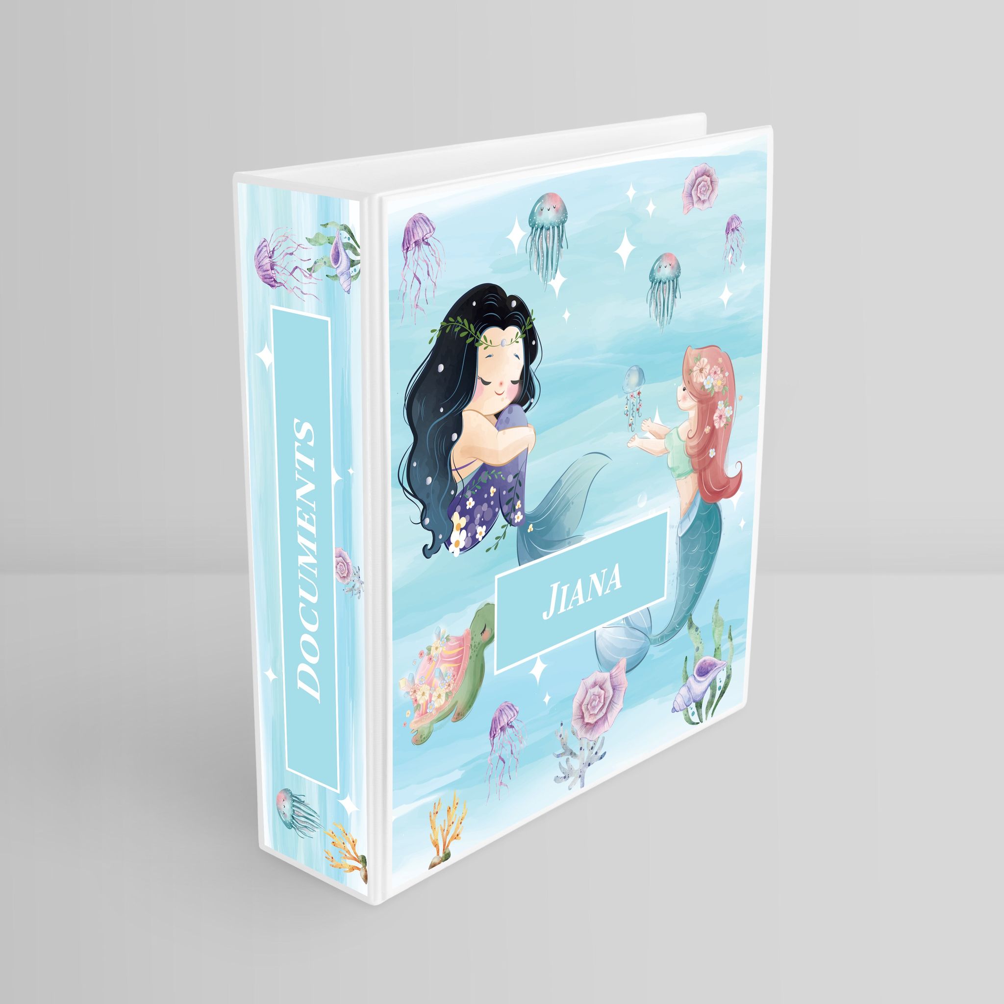Mermaid Magic Binder File (kids)-Blue Watercolor