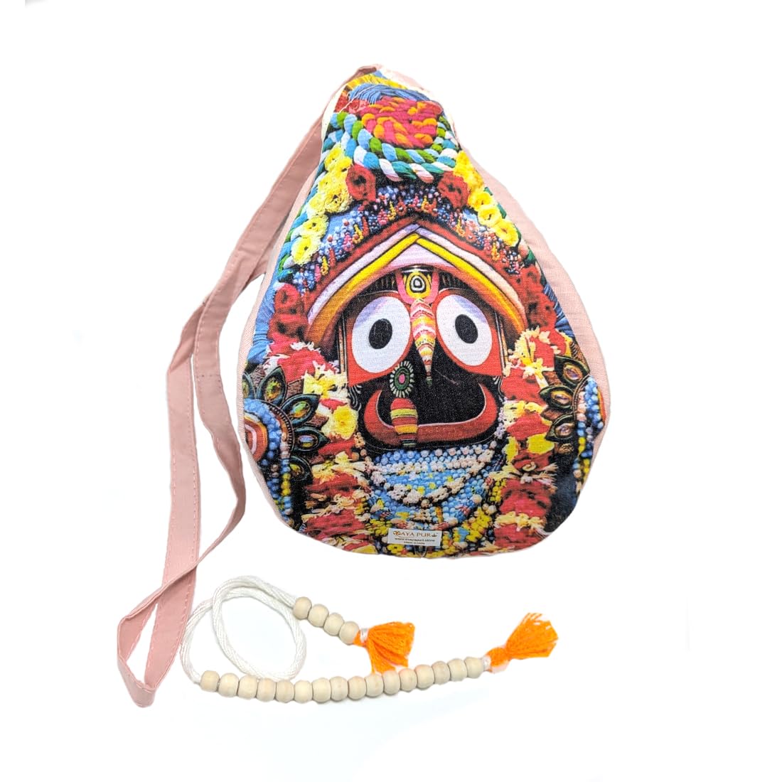 MAYAPURI Lord Jagannatha Printed Chanting Bag and Beads Bag with Zip Pocket | Sakshi Mala Counter Japa Bag for Meditation, Mantra Chanting & Spiritual Practice