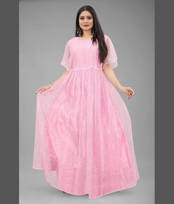 Aika Women Net Embellished Gown ( Pink )