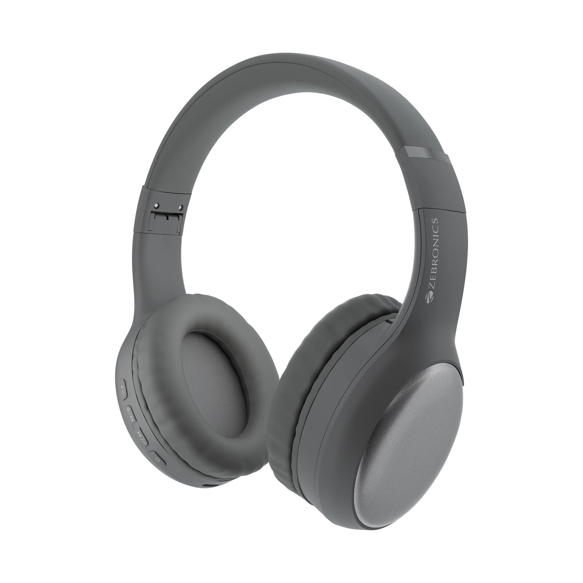 ZEBRONICS Thunder Max Bluetooth Over Ear Headphone with 120*Hrs Playback, 3 EQ Modes, 40mm Bass Driver, Fast Charging, Gaming Mode, Dual Pairing, BT v5.4, AUX, Metallic Finish (Grey) ZEBRONICS Thunder Max Bluetooth Over Ear Headphone with 120*Hrs Playbac