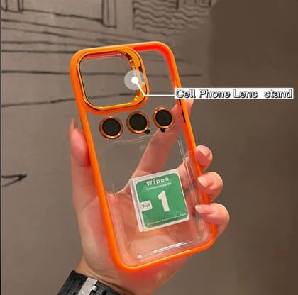 iPhone Series Kickstand Case With Luxury Invisible Camera Lens Metal Ring-iPhone 11 / Orange