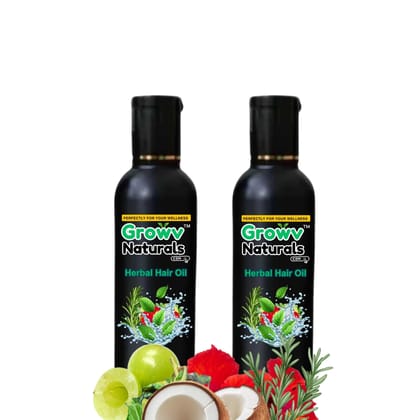 Growv Naturals Herbal Hair Oil 100ml (Pack f 2)| 100% Natural & Chemical-Free