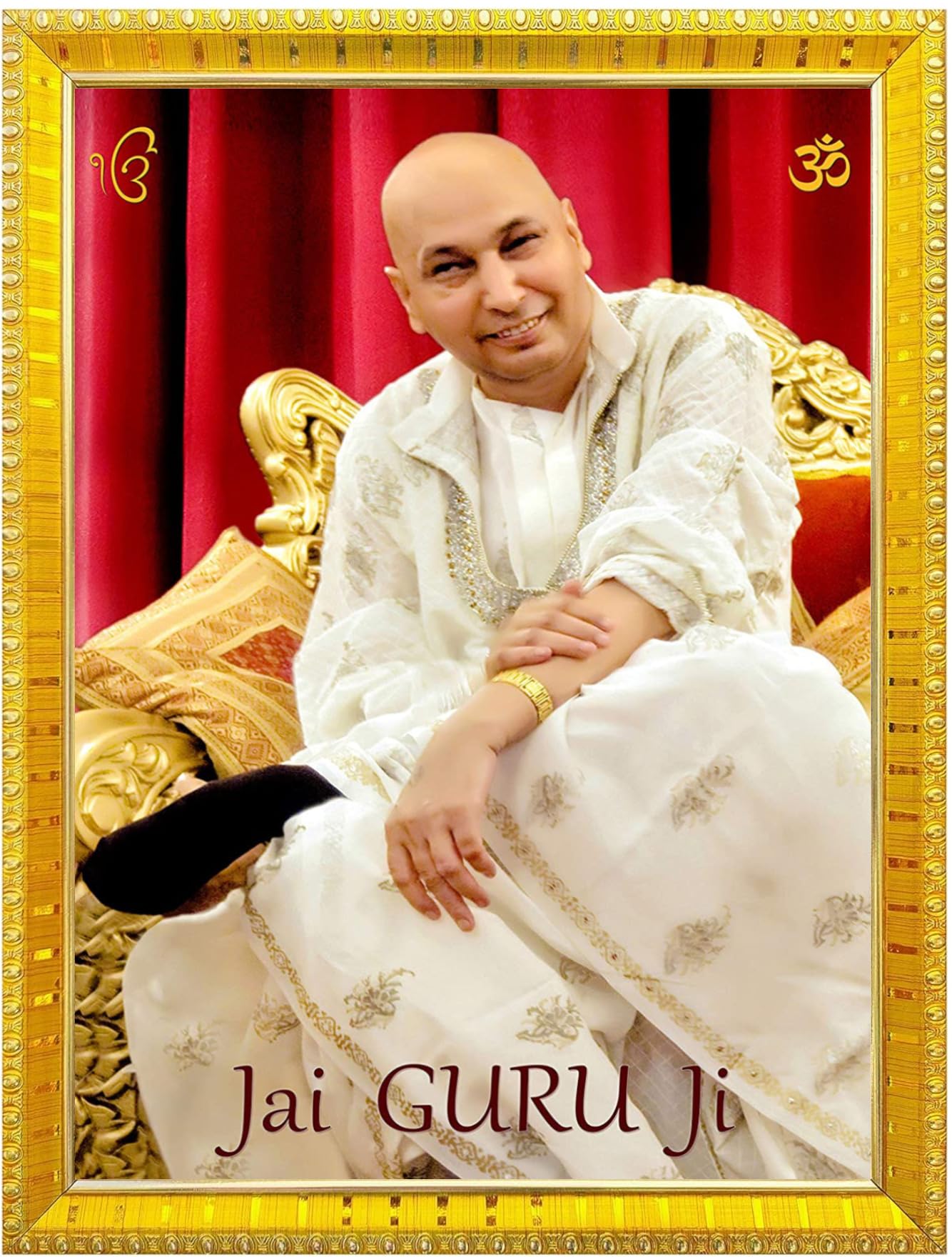 NOKKES Jai Guru Ji Swaroop Shukrana Guru Ji Golden 5X7 Inch Photo Frame_AQW2