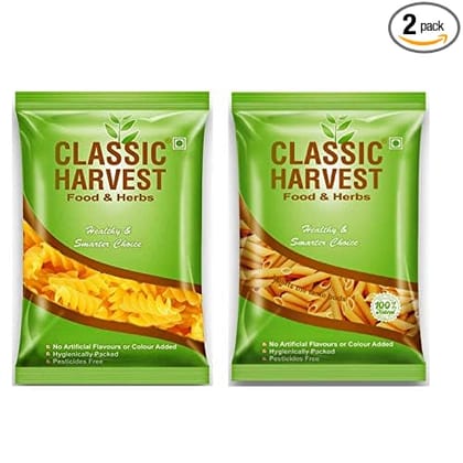 Classic Harvest Combo Fusilli Pasta and Penne Pasta ( 100% Sooji, 0% Maida) (Pasta Combo, 250gm Each) (Pack of 2)
