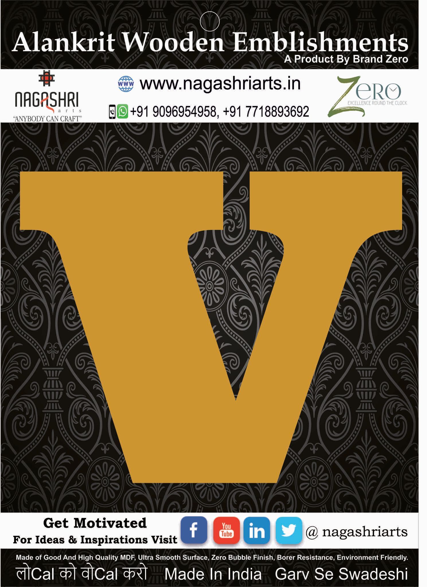 Brand Zero Alphabets, Numbers, Monograms - Lower Case V - CLBBT Font - Select Your Preference