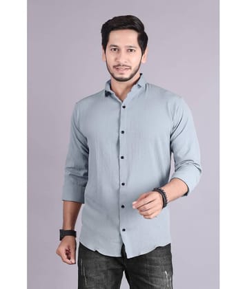 Generic Cotton Blend Slim Fit Popcorn Textured Full Sleeves Men's Casual Shirt - Grey ( Pack of 1 )