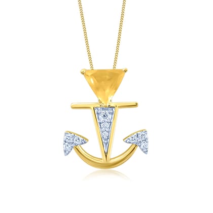 Senco Gold Victorious Anchor Men Diamond Pendant (1.4 gram / 0.1 Ct / HI-SI / 14K Yellow Gold)