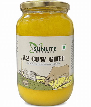 Sunlite Organic A2 Desi Cow Ghee, 100% Pure, Vedic Bilona Method, Hand Churned Ghee 1000 mL