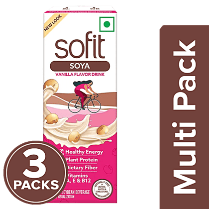 Sofit Vanilla Soy Drink (Tetra Pak), 3x200 ml Multipack