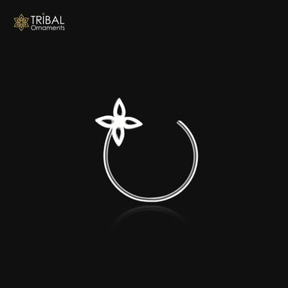 925 sterling silver flower design nose pin u band tribal jewelry np64