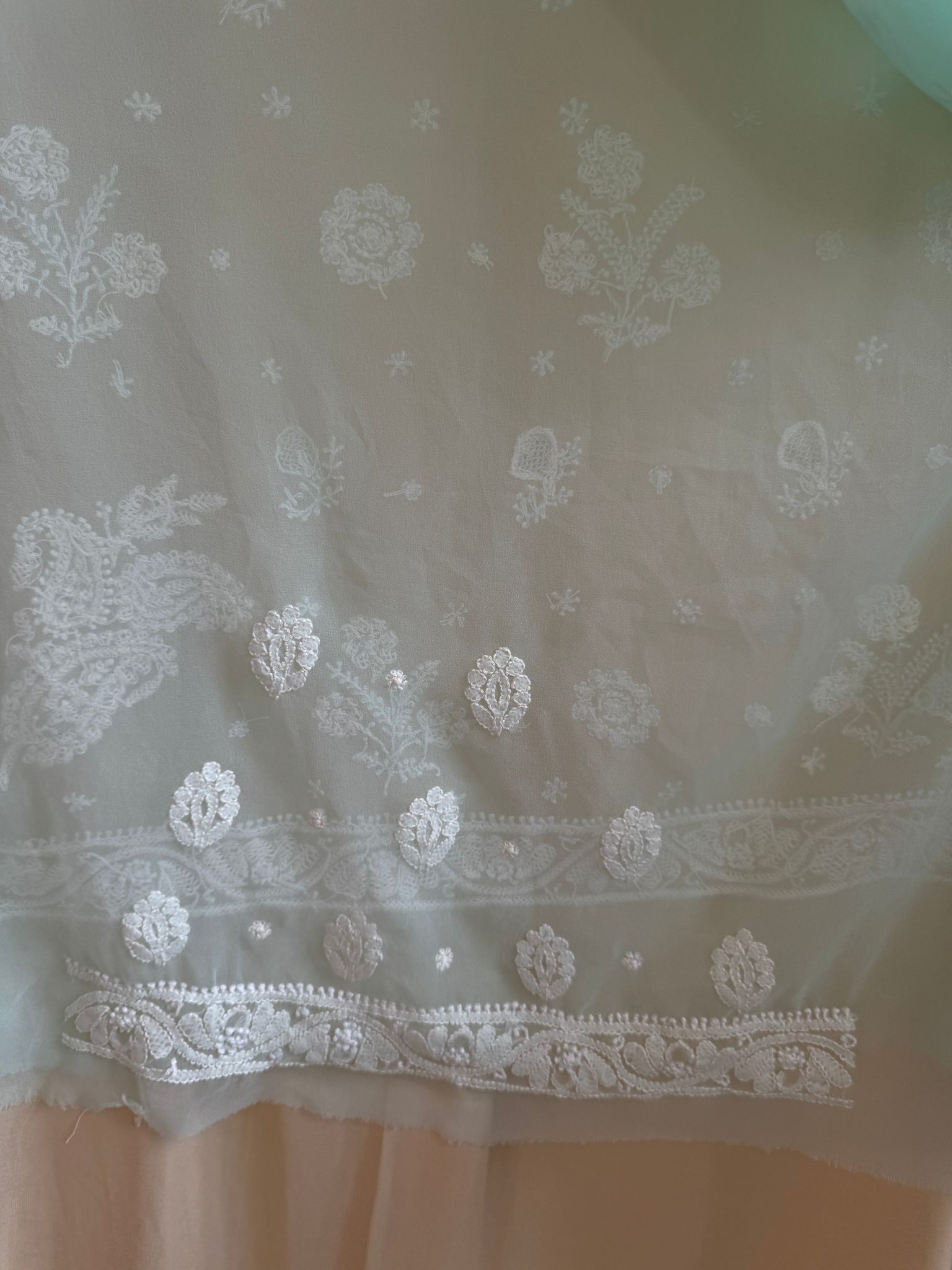 Georgette Chikankari saree in Green-Green