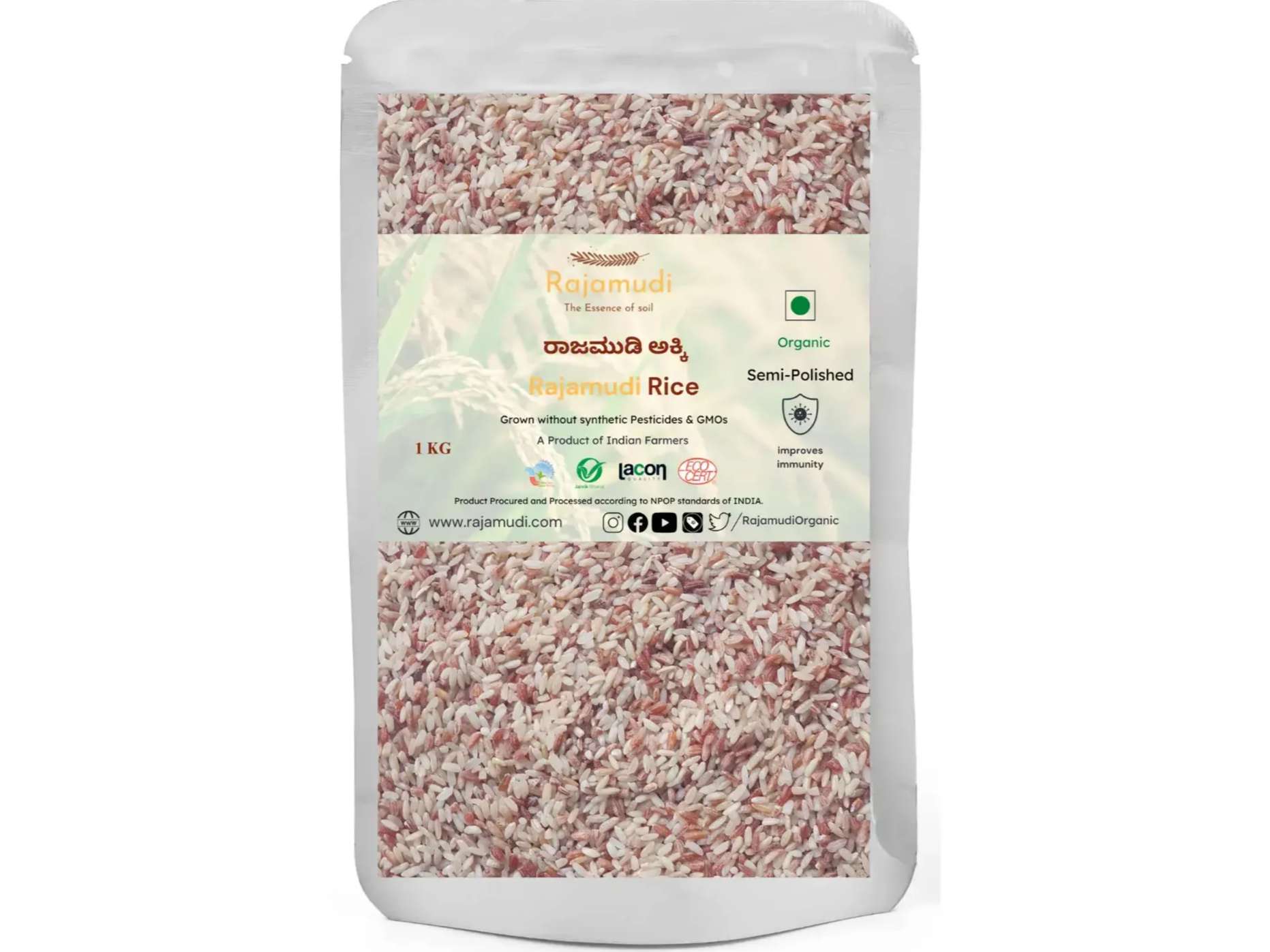 Rajamudi Semi Polished Rice - 1 Kilogram