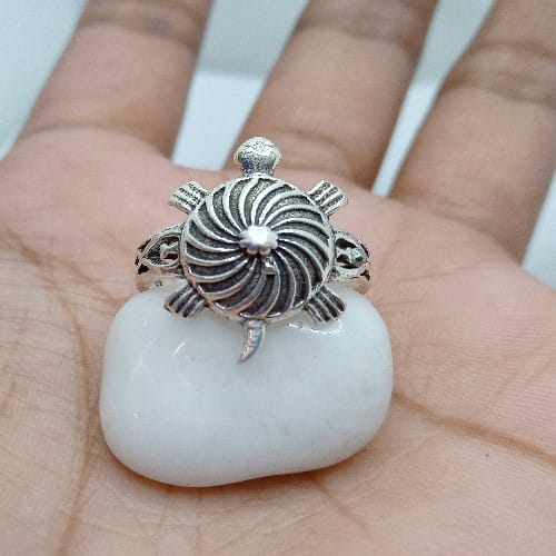 Turtel Ring 916percent Pure Silver R-12