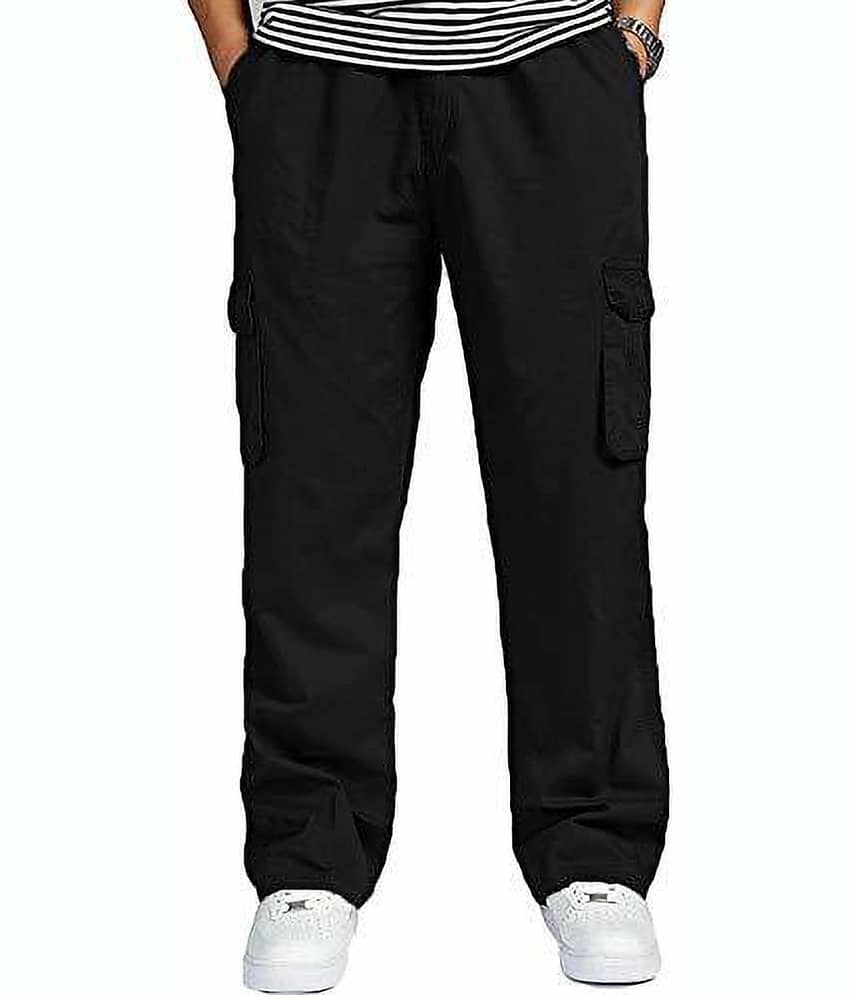 Reoutlook Regular Flat Men's Cargos - Black ( Pack of 1 )