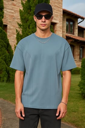 Dusty Blue Oversized T-shirt-XS