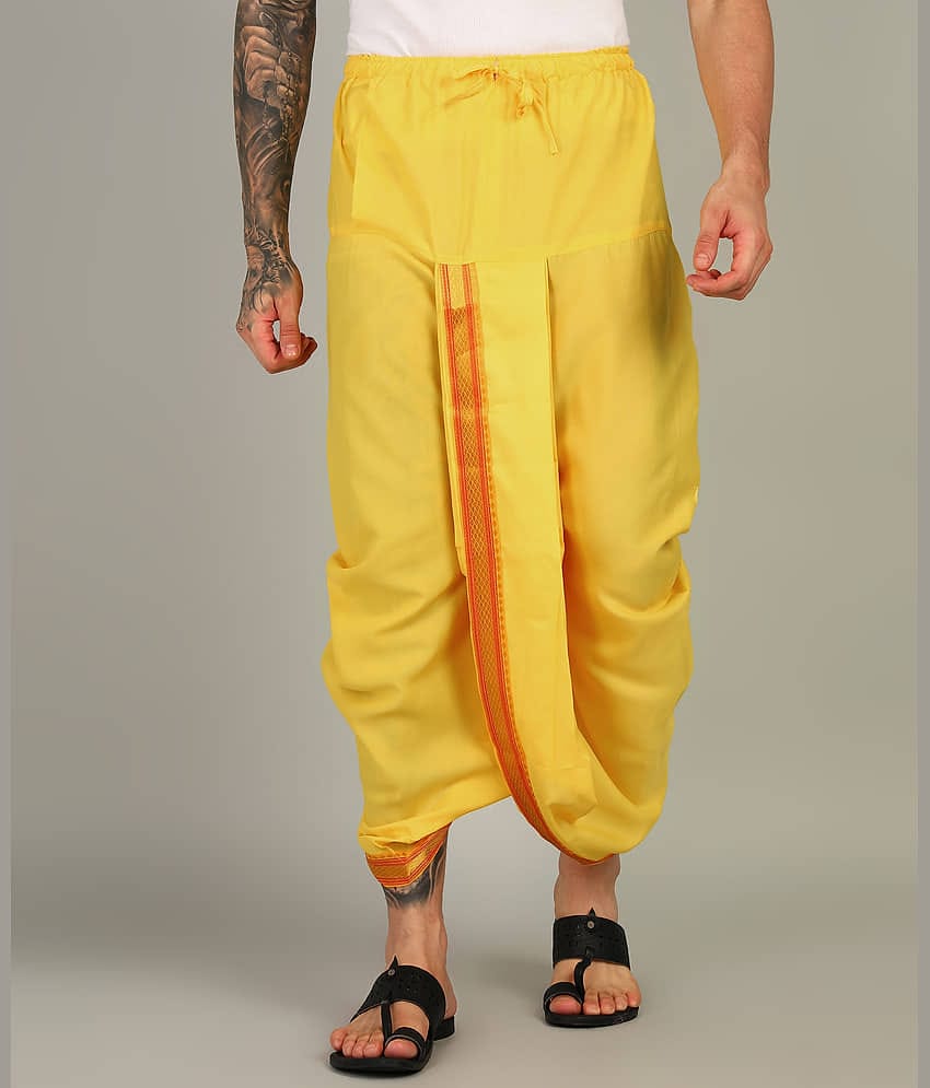 Shyam Handloom Silk Men's Dhoti Gold ( Pack of 1 )