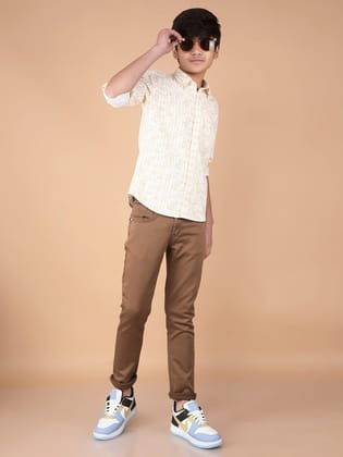 Yellow Floral Print Shirt-7-8Y / Yellow