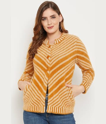 zigo Woollen Chinese/Mandarin Collar Women's Buttoned Cardigans - Yellow (Pack of 1)