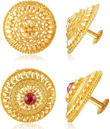 Vighnaharta - Golden Stud Earrings ( Pack of 2 )