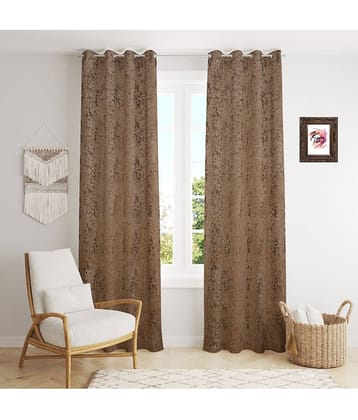 Kraftiq Homes Abstract Blackout Eyelet Curtain 9 ft ( Pack of 2 ) - Brown