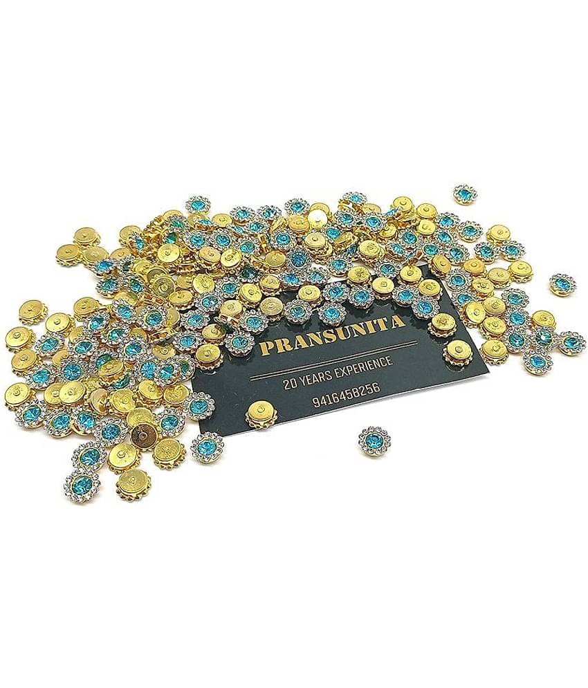 PRANSUNITA 190 Pcs Zarkan Flower Shape Claw Cup Sew on Rhinestone Crystal Glass Beads Buttons Stones for Jewellery Making, Dress Decoration, Crafts & Embroidery Works, Belt and Shoes,