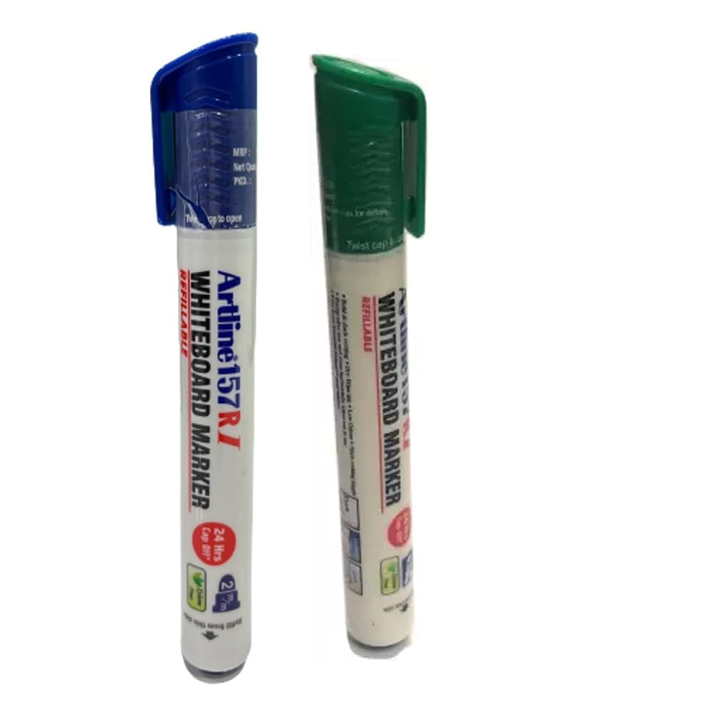 Artline 157RI Whiteboard Marker Pack of 10 (Blue and Green Colours) | Quick Drying, Dry Wipe Ink, Low Odor