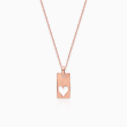 Rose Gold Heart Tag Pendant with Link Chain