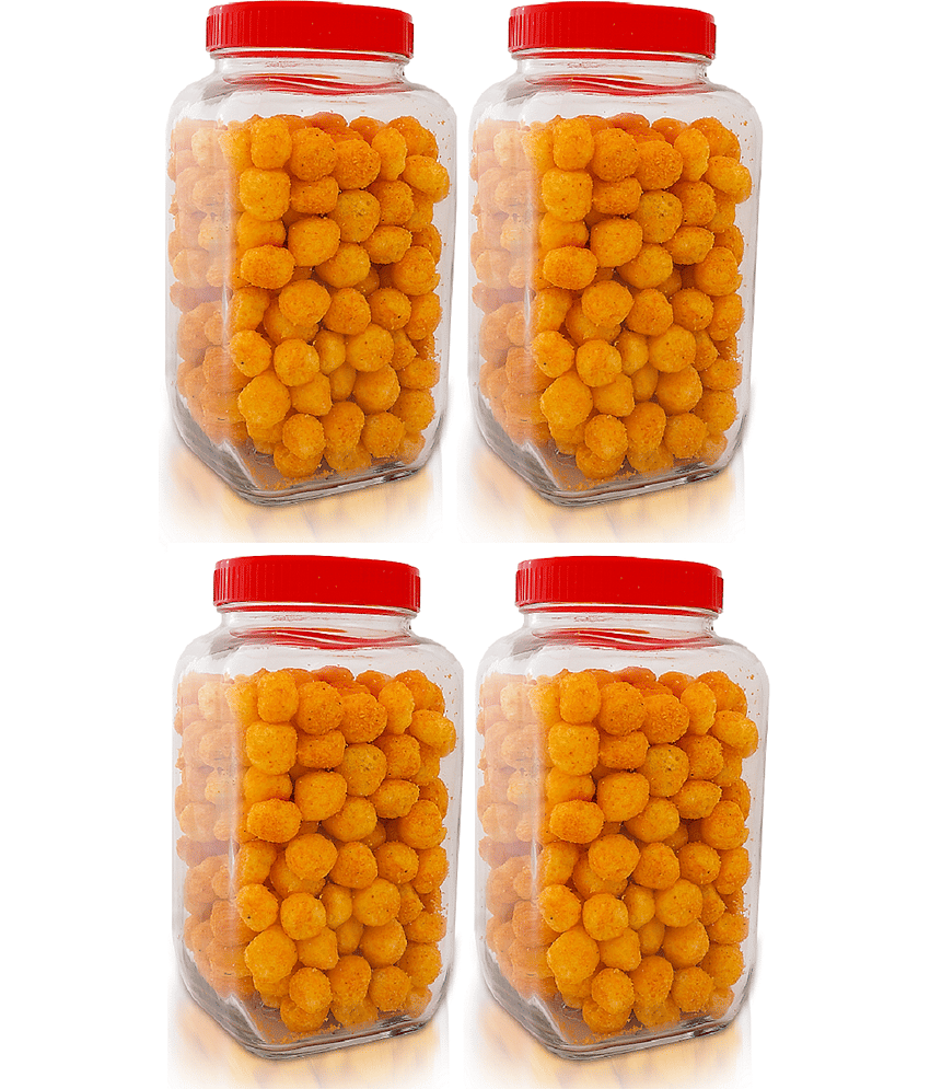 CROCO JAR 2700ml-Squair Jar Glass Food Container Set of 4 2700 mL