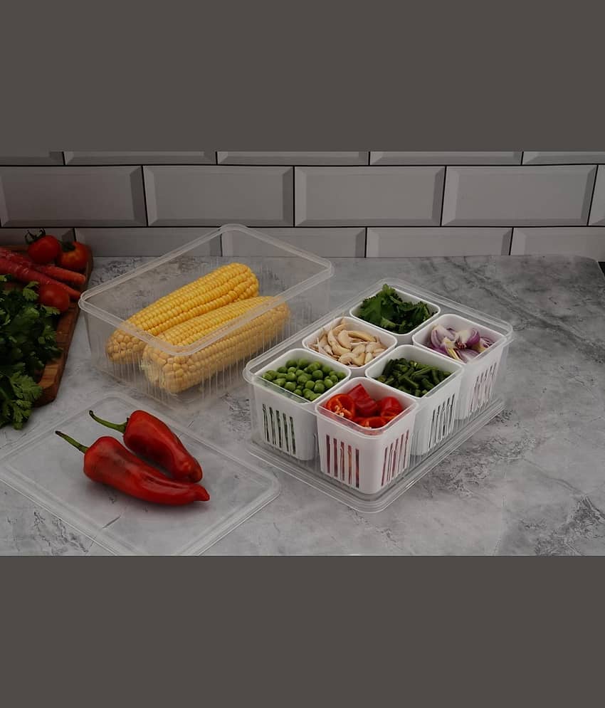 iview kitchenware Vegetable/Masala Plastic White Multi-Purpose Container ( Set of 1 )