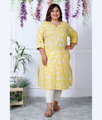 Swasti Cotton Printed Straight Women's Kurti - Yellow ( Pack of 1 )