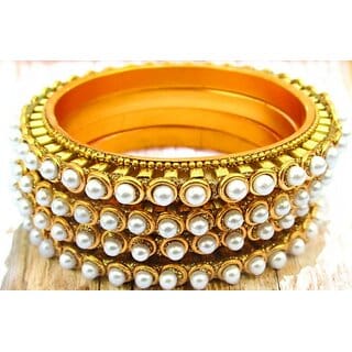 Omsar Jewelry Copper Gold-plated Kada (Pack of 4)