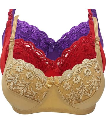 Kiran Enterprises Pack of 3 Cotton Women's Minimizer Bra ( Beige )