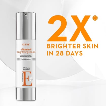 ELHAE 15% Vitamin C Face Serum for Glowing Skin � Pure L-Ascorbic Acid with Vitamin E | Hydrating & Brightening Formula for All Skin Types | 30ml