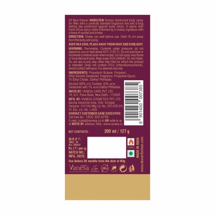Hamilton, Pride, Imperial, Honour and Caliber Combo Deodorant Spray - For Men  (1000 ml, Pack of 5)