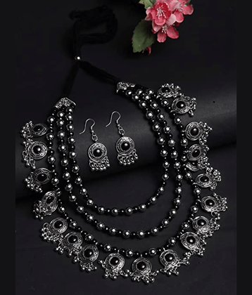 Sunhari Jewels Black Alloy Necklace Set ( Pack of 1 )