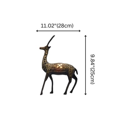 Intricate Brass Deer Statues with Golden Antlers Symbolizing Decorative Showpiece Intricate Brass Deer Statues with Golden Antlers Symbolizing Decorative Showpiece