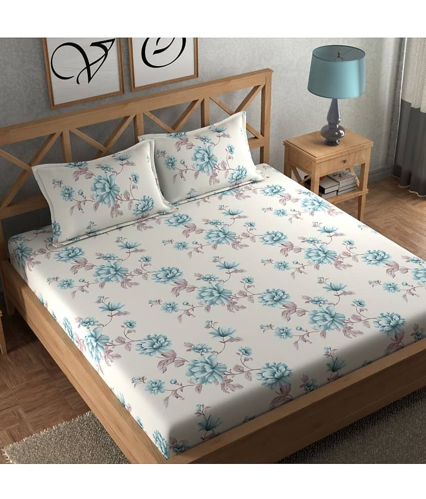 chhavi india Poly Cotton Double Bedsheet ( White )