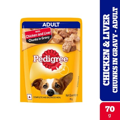 Pedigree Chicken &amp; Liver Chunks in Gravy Adult Wet Dog Food 70g