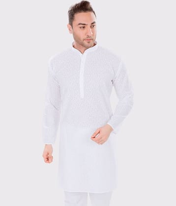 Maharaja - White Cotton Men's Regular Kurta ( Pack of 1 )