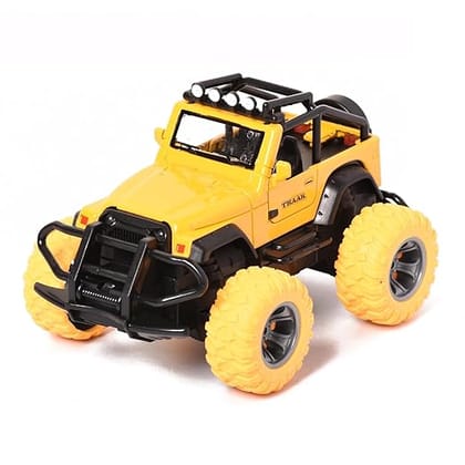 Braintastic Thar Alloy Model Diecast Car 1:32 Off Road Toy Vehicle Pull Back Friction Car with Openable Doors Light & Music Toys for Kids Age 3+ Years (Yellow)