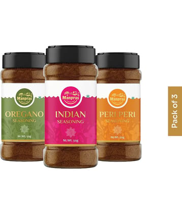 MANPRAS Seasoning Peri Peri- Oregano- Indian Masala Pack of 3 50Gms. Each 150 gm