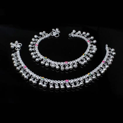 Real 925 Silver Kids Jingles bells Anklets Ankle chain foot baby Bracelet 8.5"