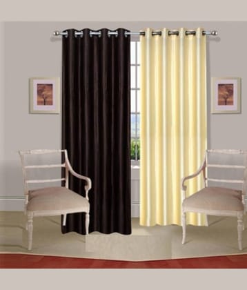 N2C Home Solid Semi-Transparent Eyelet Curtain 5 ft ( Pack of 2 ) - Multicolor