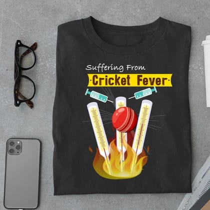Suffering from Cricket Fever T shirt-Black / S