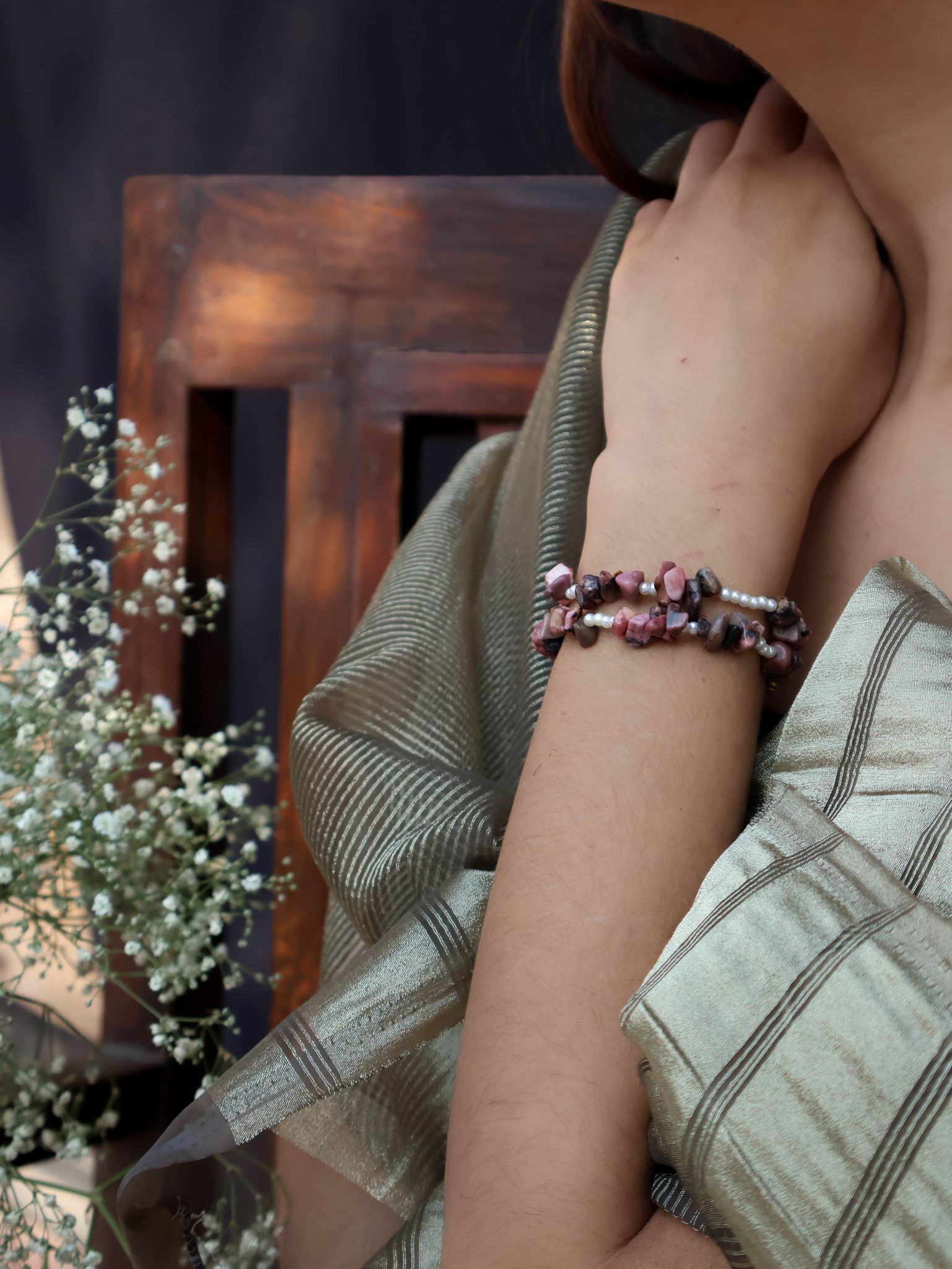 Wilsa Rhodonite Bracelet-Pink