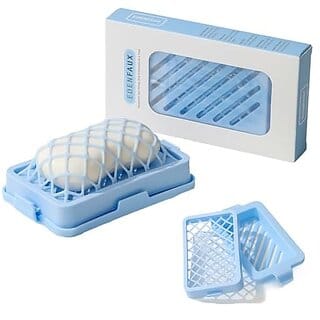 High Elasticity Mesh Soap Dish - Multifunctional Soap-Saving Non-Slip Easy Lathering Efficient Cleaning Bar Soap Holder for Bathroom Shower Gym and Travel (Blue)