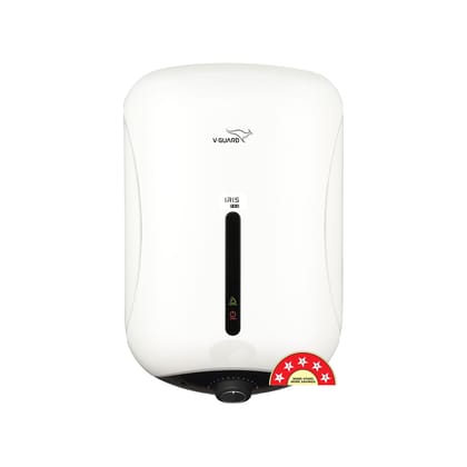V-Guard Iris Pro Geyser 10 Litre Water Heater for Home with Rust-Proof ABS Body | BEE 5 Star Rating | Vitreous Enamel Tank Coating | Superior Incoloy 800 Heating Element | White-Black V-Guard Iris Pro Geyser 10 Litre Water Heater for Home with Rust-Proof
