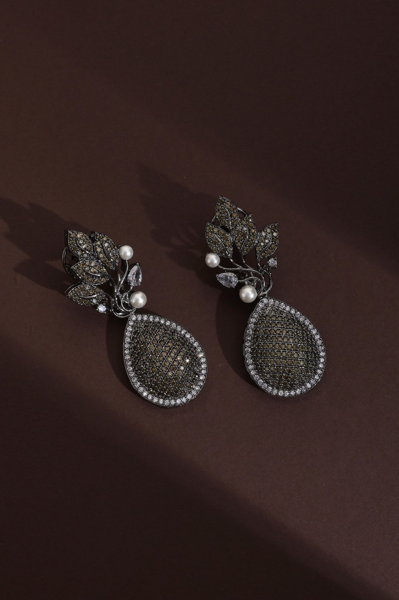 Julia Champagne Zirconia Dangler Earrings-Zirconia