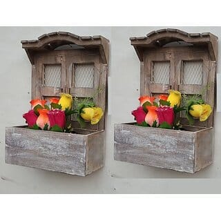 Onlinecraft Wooden Wall Self Wooden, Iron Wall Shelf (Number Of Shelves - 2, White, Brown)