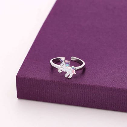 Sterling Silver Children's Unicorn Ring-None / Silver